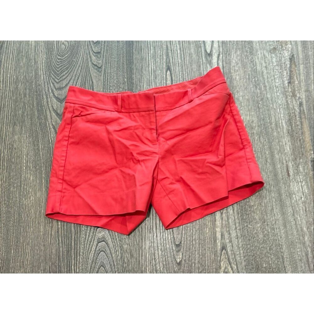 The Limited Womens Chino Shorts Mid Rise Flat Front Stretch Coral Red Size 8